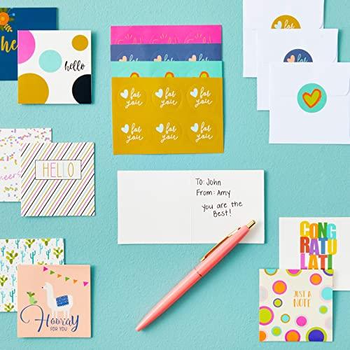 72-Pack All Occasion Mini Notecards with Envelopes and 24 Assorted Stickers, 2.5x2.5 Inches, Multicolored - SHOP NO2CO2