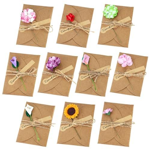 JOHOUSE 50PCS thank you cards with envelopes,Dried Flowers Greeting Cards,Brown Retro Kraft Paper Envelopes, Note Card,Thank Notes,for Father's Day,Wedding,Birthday, Invitation Wish Card - SHOP NO2CO2