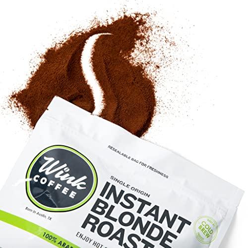 Wink Coffee Premium Blonde Roast Instant Coffee - 100% Arabica Light Roast - Bright and Balanced Flavors - Up To 70 Cups Per Bag - SHOP NO2CO2