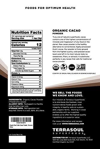 Terrasoul Superfoods Raw Organic Cacao Powder, 16 Oz, Rich Chocolate Goodness for Baking, Smoothies, and Blissful Hot Cocoa - SHOP NO2CO2