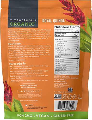 Viva Naturals Organic Quinoa, 64 oz (4 lb) - Plant Based Protein, Fiber and Iron - Pre-Washed Whole Grain Rice and Pasta Substitute for Quinoa Salad - USDA Organic, Gluten Free, Vegan, Non-GMO and Kosher - SHOP NO2CO2