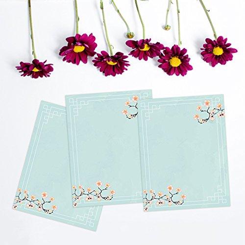 100 Stationery Writing Paper, with Cute Floral Designs Perfect for Notes or Letter Writing - Cherry Blossoms - SHOP NO2CO2