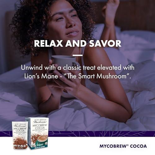 Host Defense MycoBrew Cocoa - Cocoa Powder Drink Mix Includes Lion's Mane Mushroom - Superfood Powder Drink Mix with Fair Trade Certified Cocoa - 10 Packets - SHOP NO2CO2