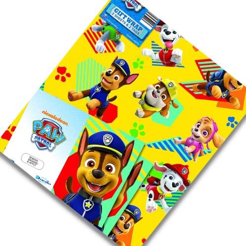 Paw Patrol Official Gift Wrap, 2 Sheets 2 Tags, Gift Wrap for Presents, Climate Pledge Friendly Officially Licensed Gift Wrap - SHOP NO2CO2