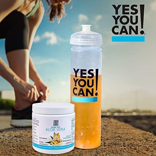 Yes You Can! Organic Aloe Vera Drink Mix - Super Greens Powder - Energy Drink Powder - Pure Aloe Juice Infused - Organic Superfoods - Made in The USA - Peach Lemonade - 40 Servings (Pack of 4) - SHOP NO2CO2