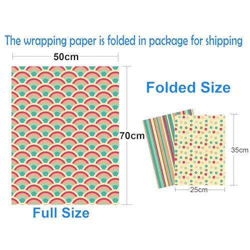 Jatidne 6 Sheets Gift Wrapping Paper Birthday Paper Recyclable Gift Wrap for Female and Male Various Occasion - SHOP NO2CO2