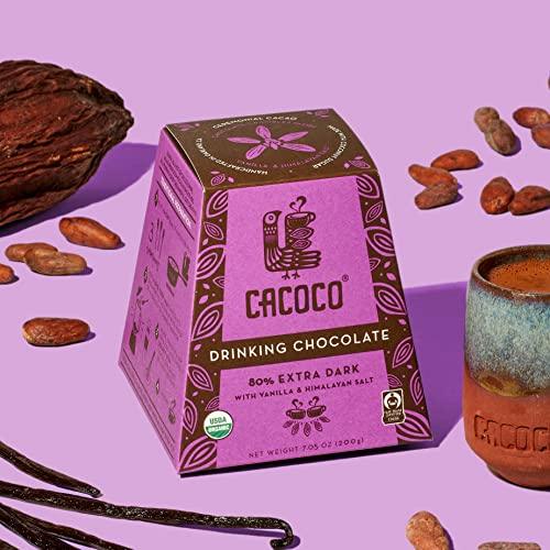 80% Extra Dark Drinking Chocolate - Certified Organic Hot Cacao/Fair Trade Cocoa - by CACOCO (7.05 ounces) … - SHOP NO2CO2