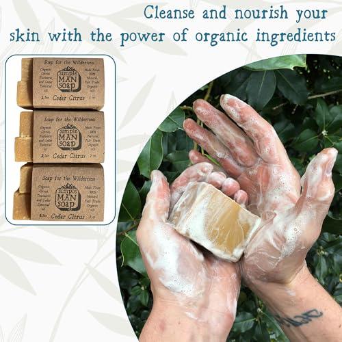 SimpleMan Soap Bar (Cedar Citrus) - Men’s soap with Organic & Fair Trade Essential Oils - All Natural, Handmade Man Bath Soap Bars-Pack of 12-2.5 Ounce bars(30 Ounces Total) - SHOP NO2CO2