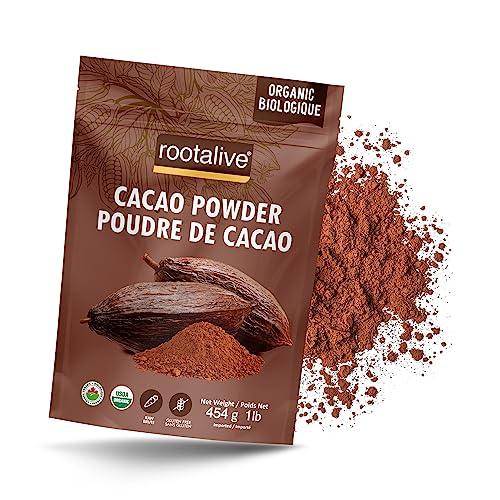 Rootalive Organic Raw Cacao Powder, Premium Cacao Powder from Unroasted Cacao Beans, Unsweetened Cacao Superfood in a Resealable Bag, Rich in Iron, Vegetarian and Gluten-Free, 454 Grams (1 lb) - SHOP NO2CO2