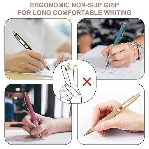 Linbsunne Ballpoint Pens Black Medium Point 1mm Pen with Super Soft Grip Ball Point Pen for Men Women Retractable Pens (gold-12 pcs) - SHOP NO2CO2