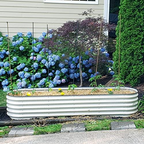 Vego garden Raised Garden Bed Kits, 17" Tall 9 in 1 8ft X 2ft Metal Raised Planter Bed for Vegetables Flowers Ground Planter Box-Pearl White - SHOP NO2CO2