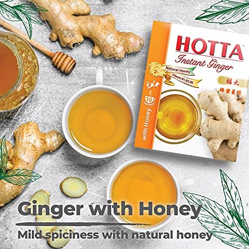 HOTTA Instant Ginger Drink With Honey Tea Hot or Cold Beverage Soothes Throat Caffeine Free High Vitamin B1 B2 B6 Real Asian Ginger, 10 Sachets - SHOP NO2CO2