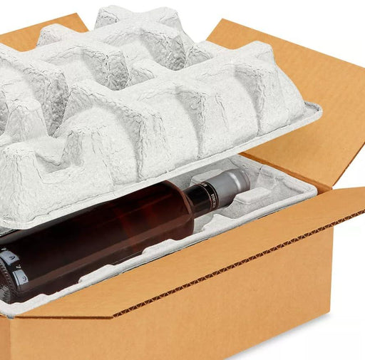 Wine Shipping Box (2 bottle) with Protective Trays, Biodegradable, Made from Recycled Materials - Pack of 1 - SHOP NO2CO2