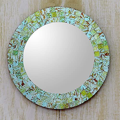 NOVICA Aqua Splash Glass Mosaic Mirror - SHOP NO2CO2