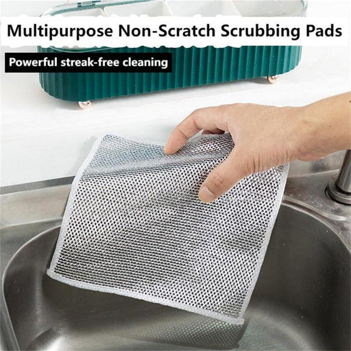 Multipurpose Wire Dishwashing Rags for Wet and Dry, 2024 New Multifunctional Double Layer Non Scratch Metal Wire Dishcloth, Microfiber Dish Rags Scrubbing Pads, Kitchen Cleaning Cloths - SHOP NO2CO2