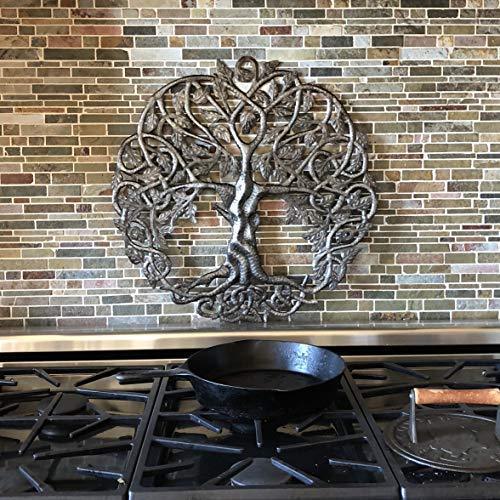 Tree of Life Metal Wall Art, Contemporary Iron Artwork Decor, Celtic Family Trees, 23 In. x 23 In. Round Modern Plaque, Handmade in Haiti,Fair Trade Certified, Signed By Wilson Etienne - SHOP NO2CO2