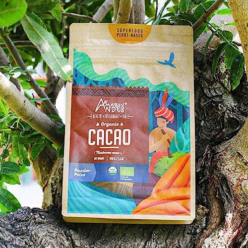 Cacao Powder l 7.1 oz (200gr) Organic & Fair Trade certified superfood with rich flavor l Anti-aging & energizing l Perfect for smoothies and baking l Amazon Andes - SHOP NO2CO2