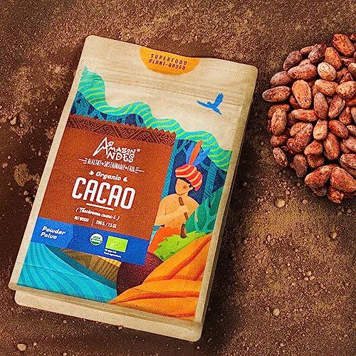 Cacao Powder l 7.1 oz (200gr) Organic & Fair Trade certified superfood with rich flavor l Anti-aging & energizing l Perfect for smoothies and baking l Amazon Andes - SHOP NO2CO2