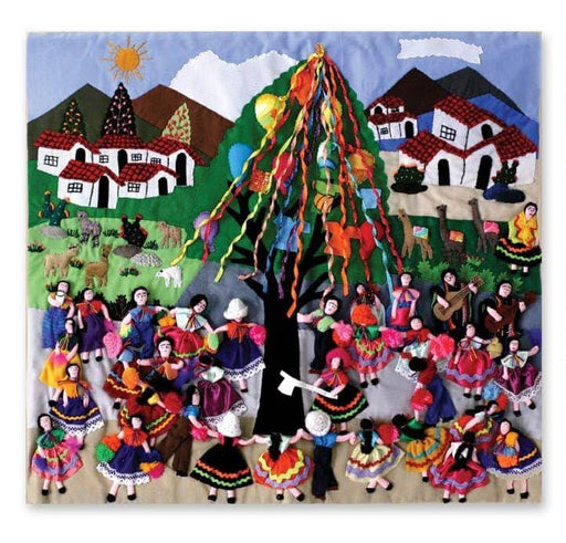 NOVICA Artisan Handmade Applique Wall Hanging Folk Art Cotton Multicolor Peru Decor Hangings Cultural [19in W x 17in H] ' Festival' - SHOP NO2CO2