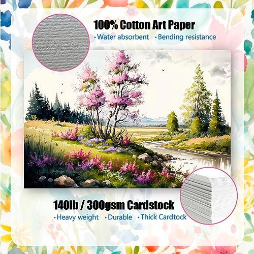 50 Packs Blank Watercolor Cards with Envelopes Set, 140lb Heavyweight 100% Cotton Watercolor Cards, 5x7 Inch Foldable Watercolor Cards and Envelopes to Paint or Cards Making for Christmas Birthday - SHOP NO2CO2