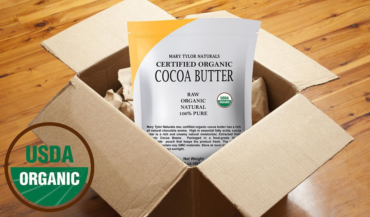 Mary Tylor Naturals Organic Cocoa Butter 1 lb — USDA Certified Raw Unrefined, Non-Deodorized, Rich In Antioxidants — for DIY Recipes, Lip Balms, Lotions, Creams, Stretch Marks - SHOP NO2CO2