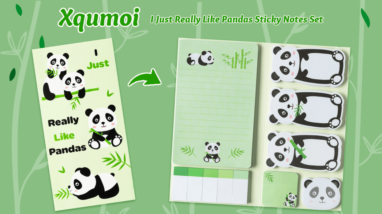 I Just Really Like Pandas Sticky Notes Set, 550 Sheets, Cute Cartoon Pandas Self-Stick Notes Pads Animal Divider Tabs Bundle Writing Memo Pads Page Marker School Office Supplies Small Gift - SHOP NO2CO2