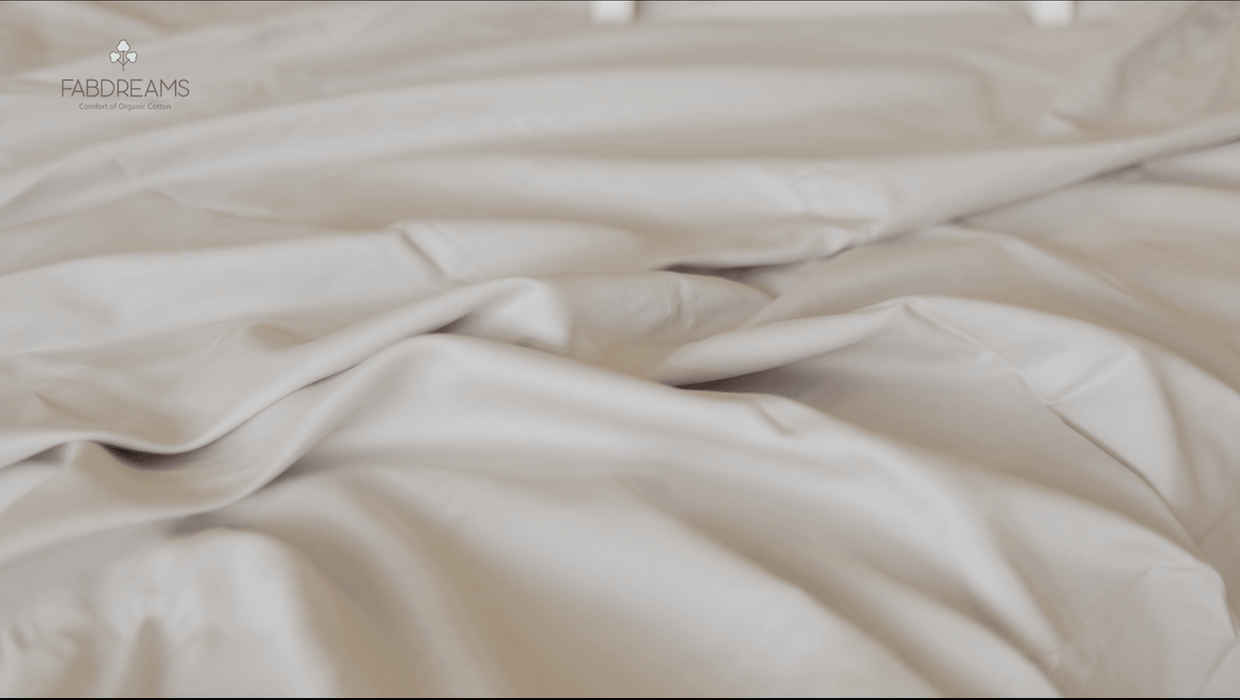 Fabdreams 100% Organic Cotton Percale Weave Full Size Sheet Set | 300 Thread Count | GOTS Certified | Long Staple Cotton | Cool Crisp Breathable | Fits Upto 17" Deep Pocket | Ivory - SHOP NO2CO2