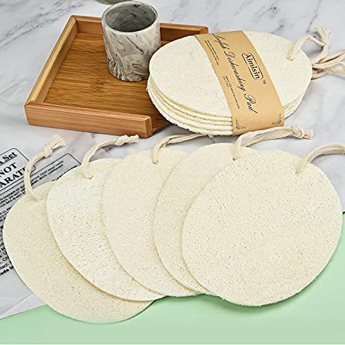 10 Pack Aimisin Natural Loofah Cleaning Pad for Dish Washing, Kitchen Scouring Pad, Household Clean Tool, Natural Loofah 100% Plant-Based Fibers, Biodegradable, Large 4.7''x6.3'' - SHOP NO2CO2