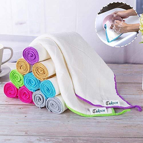 10 Pcs Kitchen Dish Cloths Set, Premiunm Bamboo Fiber Dishcloth Towels. Reusable and Absorbent Dish Cloths & Dish Towels，Suitable for Kitchen Bathroom and Cleaning Counters，(12” x 12”) - SHOP NO2CO2