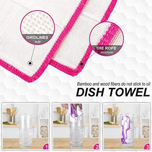 10 Pcs Kitchen Dish Cloths Set, Premiunm Bamboo Fiber Dishcloth Towels. Reusable and Absorbent Dish Cloths & Dish Towels，Suitable for Kitchen Bathroom and Cleaning Counters，(12” x 12”) - SHOP NO2CO2