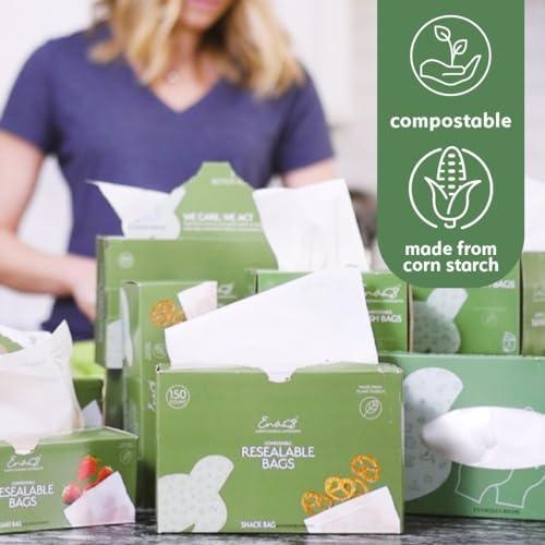 100% Compostable Food Storage Bags [Gallon 50 Pack] Eco-Friendly Freezer Bags, Resealable Bags, Heavy-Duty, Reusable, Off-White by Earth's Natural Alternative - SHOP NO2CO2