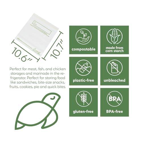 100% Compostable Food Storage Bags [Gallon 50 Pack] Eco-Friendly Freezer Bags, Resealable Bags, Heavy-Duty, Reusable, Off-White by Earth's Natural Alternative - SHOP NO2CO2