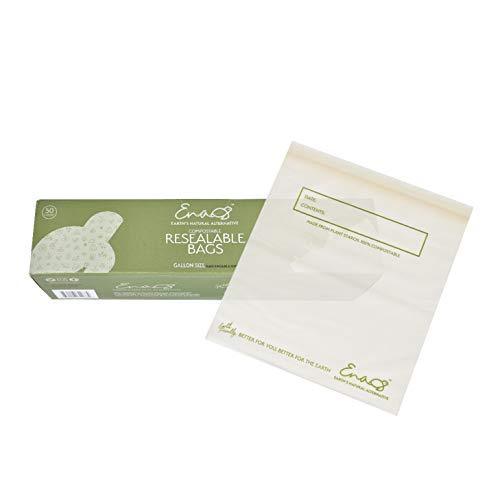 100% Compostable Food Storage Bags [Gallon 50 Pack] Eco-Friendly Freezer Bags, Resealable Bags, Heavy-Duty, Reusable, Off-White by Earth's Natural Alternative - SHOP NO2CO2