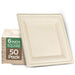 100% Compostable Square Paper Plates [50-Pack] - {PFAS-Free} - {BPI Certified} - [6 Inch] Heavy Duty, Eco-Friendly, Biodegradable Bagasse Dinner Plates - Natural Brown 6" Plate by Stack Man - SHOP NO2CO2