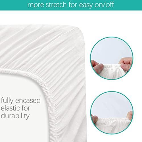 100% Cotton Bassinet Sheets Compatible with SNOO Smart, Regalo, Safety 1st, ANGELBLISS 3 in 1 Rocking and Chicco LullaGo Portable Sleeper Bassinet, 2 Pack, Ultra Soft Bassinet Sheet, White - SHOP NO2CO2