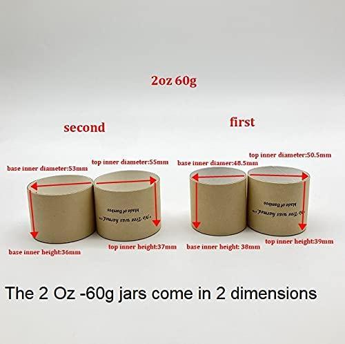 100 Count, 2 OZ 60g Jars 2 Ounce Kraft Paperboard Jar, 2.24 D x 1.92 H Sustainable Bamboo Kraft Cardboard Jar, Alternative to Single-Use Plastic, Eco-Friendly Packaging, Cosmetic Container - SHOP NO2CO2