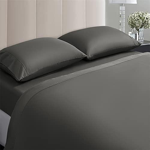 100% Egyptian Cotton Sheets Queen Size,1000 Thread Count Luxury Heavy Bed Sheets Set, Very Smooth Soft with 17" Deep Pocket Sheets 4 Pc Sets (Queen, Charcoal Grey) - SHOP NO2CO2