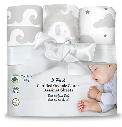 100% Organic Cotton Fitted Bassinet Sheets Fits Halo, Snoo, Graco, Dream on Me, Delta, and All Other Standard Size Bassinets. 3 Pk Adapts to Oval, Hourglass & Rectangle Shaped Bassinet Pads. - SHOP NO2CO2