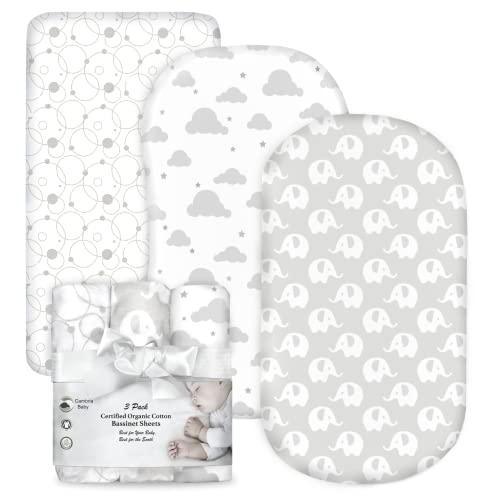 100% Organic Cotton Fitted Bassinet Sheets Fits Halo, Snoo, Graco, Dream on Me, Delta, and All Other Standard Size Bassinets. 3 Pk Adapts to Oval, Hourglass & Rectangle Shaped Bassinet Pads. - SHOP NO2CO2