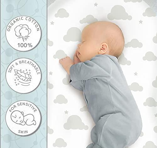 100% Organic Cotton Fitted Bassinet Sheets Fits Halo, Snoo, Graco, Dream on Me, Delta, and All Other Standard Size Bassinets. 3 Pk Adapts to Oval, Hourglass & Rectangle Shaped Bassinet Pads. - SHOP NO2CO2