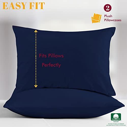 1000 Thread Count Egyptian Cotton Pillow Cases, Navy Blue King Pillowcase Set of 2, Longstaple Combed Pure Natural Cotton Pillows for Sleeping, Soft & Silky Sateen Weave Bed Pillow Cover - SHOP NO2CO2