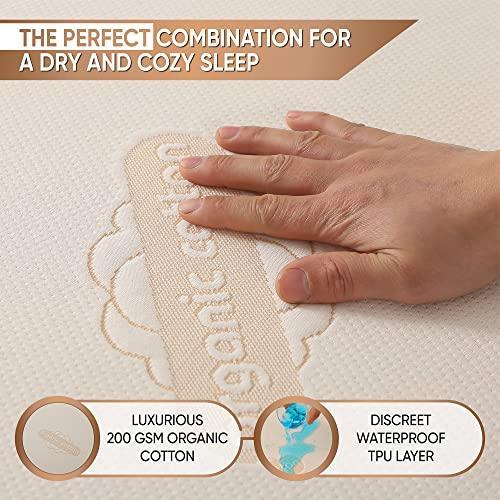 2-Pack Deluxe Organic Cotton Pillow Protectors - Standard - GOTS Certified Cotton, Waterproof, Zippered Encasement, Allergy-Resistant Pillow Covers, Soft Knit Fabric, 200 GSM, Secure Pillowcases - SHOP NO2CO2