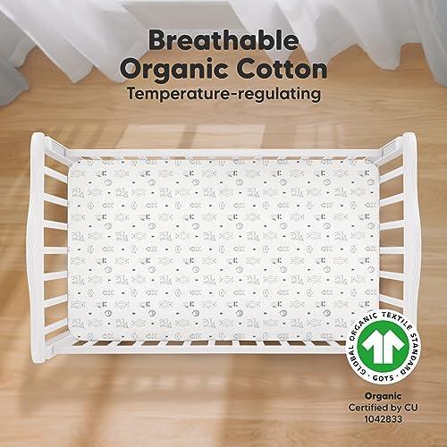 2-Pack Organic Crib Sheets for Boys, Girls - Jersey Fitted Crib Sheet, Baby Crib Sheets Neutral, Crib Mattress Sheet, Cotton Crib Sheets, Soft Baby Sheets for Crib (Woodland) - SHOP NO2CO2