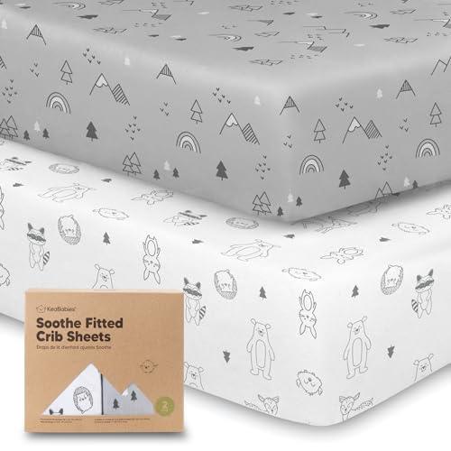 2-Pack Organic Crib Sheets for Boys, Girls - Jersey Fitted Crib Sheet, Baby Crib Sheets Neutral, Crib Mattress Sheet, Cotton Crib Sheets, Soft Baby Sheets for Crib (Woodland) - SHOP NO2CO2