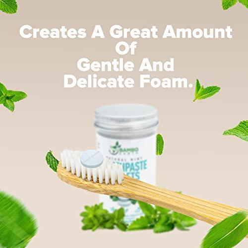 200 Pack Natural Toothpaste Tablet Bits - Chewable Mouthwash Whitening Burts Bees Bite Tablets for Teeth SLS & Fluoride Free Eco & Travel Friendly with Zero Waste Packaging - Mint & (Watermelon) - SHOP NO2CO2