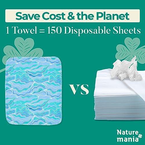 24 Reusable Paper Towels - Paperless Paper Towels made with Super-Soft, Pure Absorbent 100% Cotton, Washable Paper Towel Set for Kitchen, Eco Friendly Cloth Paper Towels LIMITED OCEAN GLITTER SERIES - SHOP NO2CO2