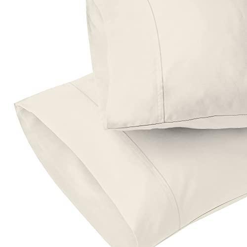 2Pc 300TC Ivory Pillowcase Set, Organic 100% Cotton King Pillowcases, Cool & Crisp, Brushed for Softness, Skin Friendly Percale Pillowcases, Winter Bedding Christmas Gifting Set by Purity Home - SHOP NO2CO2