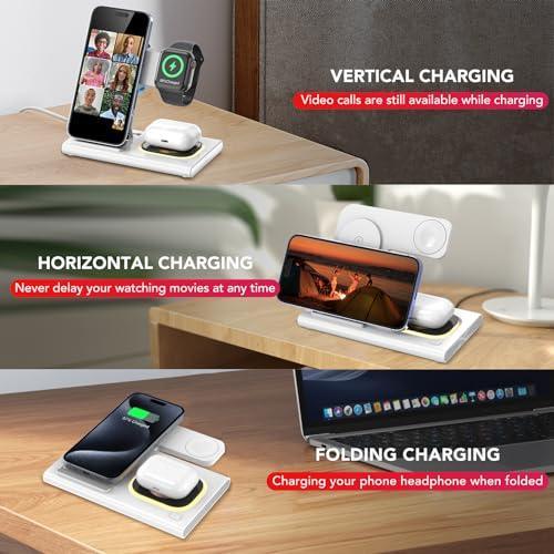 3 in 1 Foldable Charging Station for Apple Products,Fast Wireless Charger Travel Dock Adapter&Light for iPhone 15/14/13/12/11/X/XS/XR 8,iWatch Ultra2/9/Ultra/8/7/6/SE/5/4/3,Air Pods 3/2/Pro/2 (White) - SHOP NO2CO2