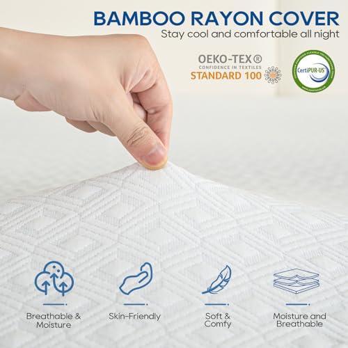 4 Inch 7-Zone Memory Foam Mattress Topper Full with 100% Bamboo Rayon Cover, Cooling Gel-Infused Swirl Egg Crate Memory Foam, Standard 100 by Oeko-TEX Certified, Blue - SHOP NO2CO2