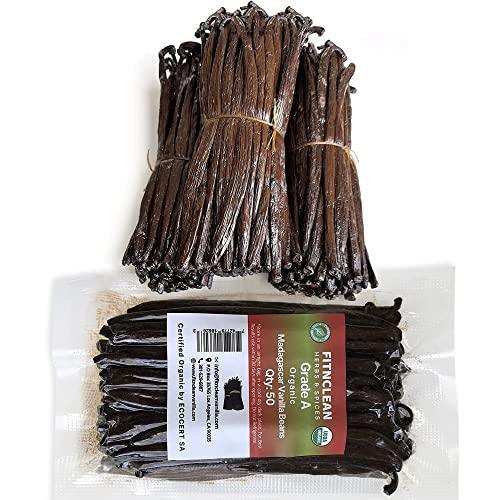 50 Organic Grade A Madagascar Vanilla Beans. Certified USDA Organic. ~5" by FITNCLEAN VANILLA. Bulk for Extract and all things Vanilla. Fresh Bourbon NON-GMO Pods - SHOP NO2CO2